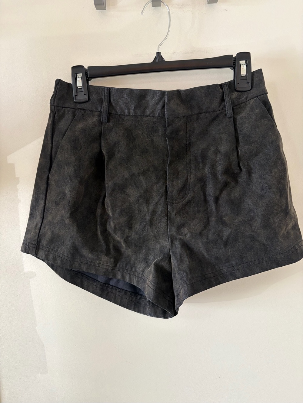 Free People Black High-Waist Suede-Look Shorts